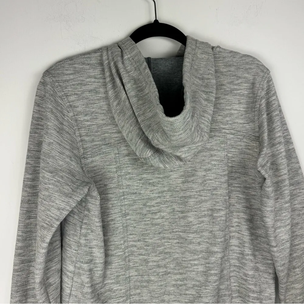 Prana Unity Zip Hoodie Jacket Sz Small Herringbone Knit Hooded Grey - Image 14