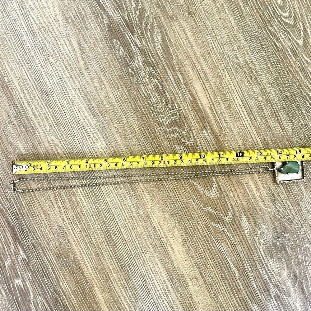 Jorgen Jensen pewter square pendant with green agate stone - Image 8