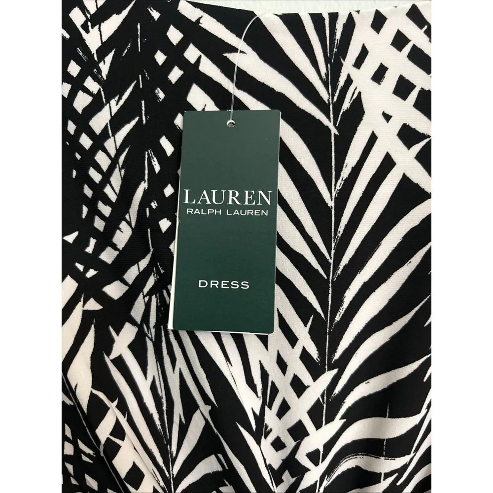 Lauren Ralph Lauren Sheath Dress Black White‎ Botanical Cap Sleeve Size 12 $109 - Image 8