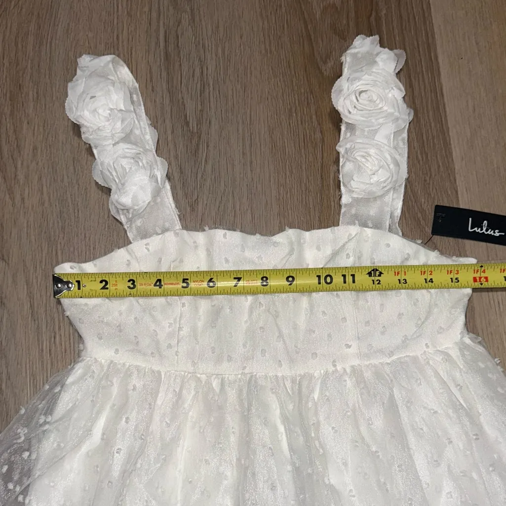 Lulus Darling Existence White Swiss Dot Rosette Sleeveless Mini Dress - Image 5