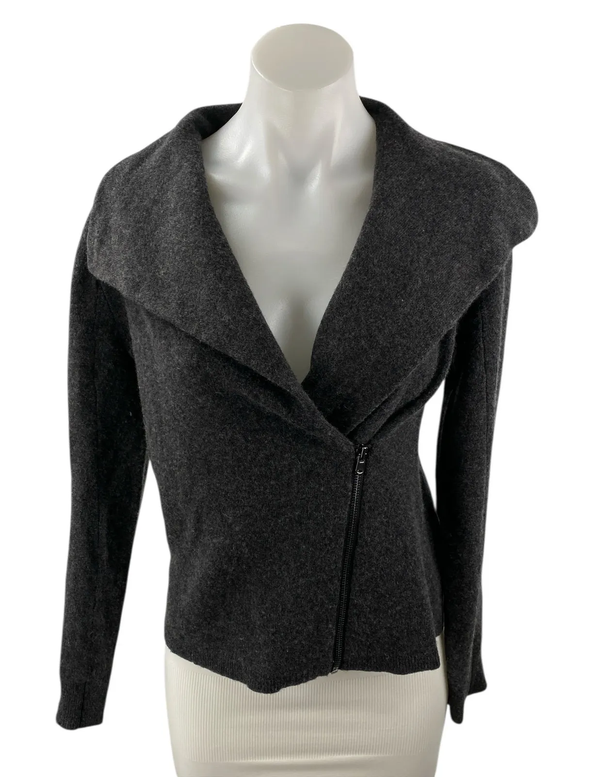 C by Bloomingdale Black Cashmere Long Sleeve Collar Zip Up Sweater Jacket Size S - Image 1