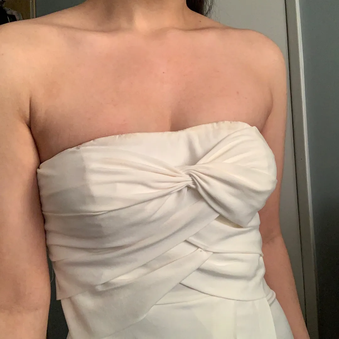White Strapless Wrap Top - Image 3