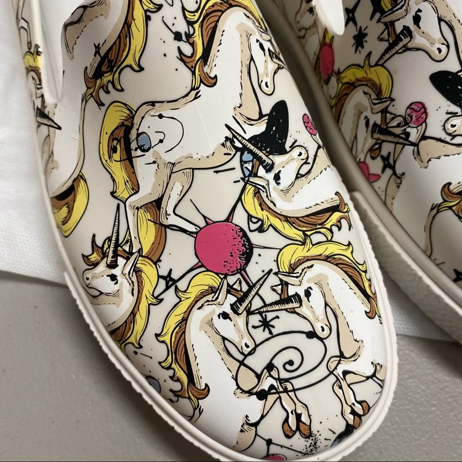 Melissa Ground Slip On Sneaker Shoe White Unicorn Fantasy Womens Size 8 NIB NEW - Image 6