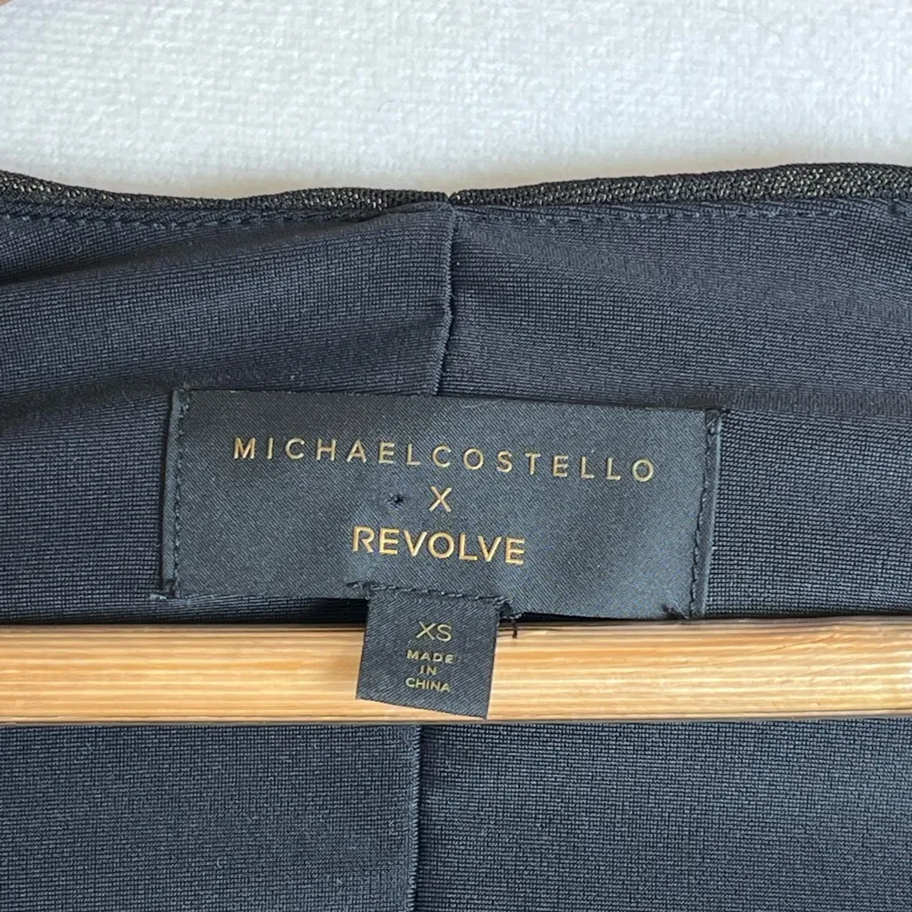 Michael Costello x Revolve Black Ruched Long Sleeve Mini Dress XS Bodycon - Image 2