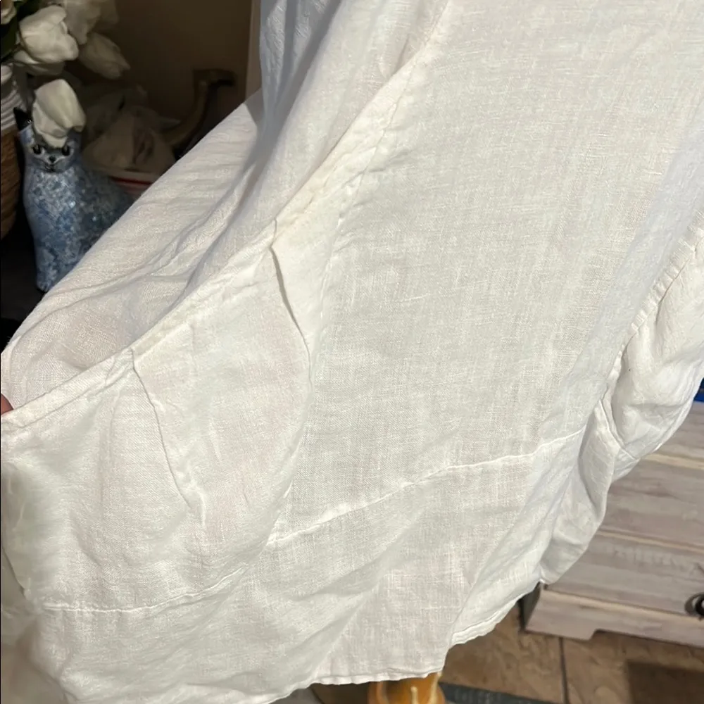 Vasna white lagon look made in Italy 100 % linen midi dress beach, vacation Size undefined - Image 4