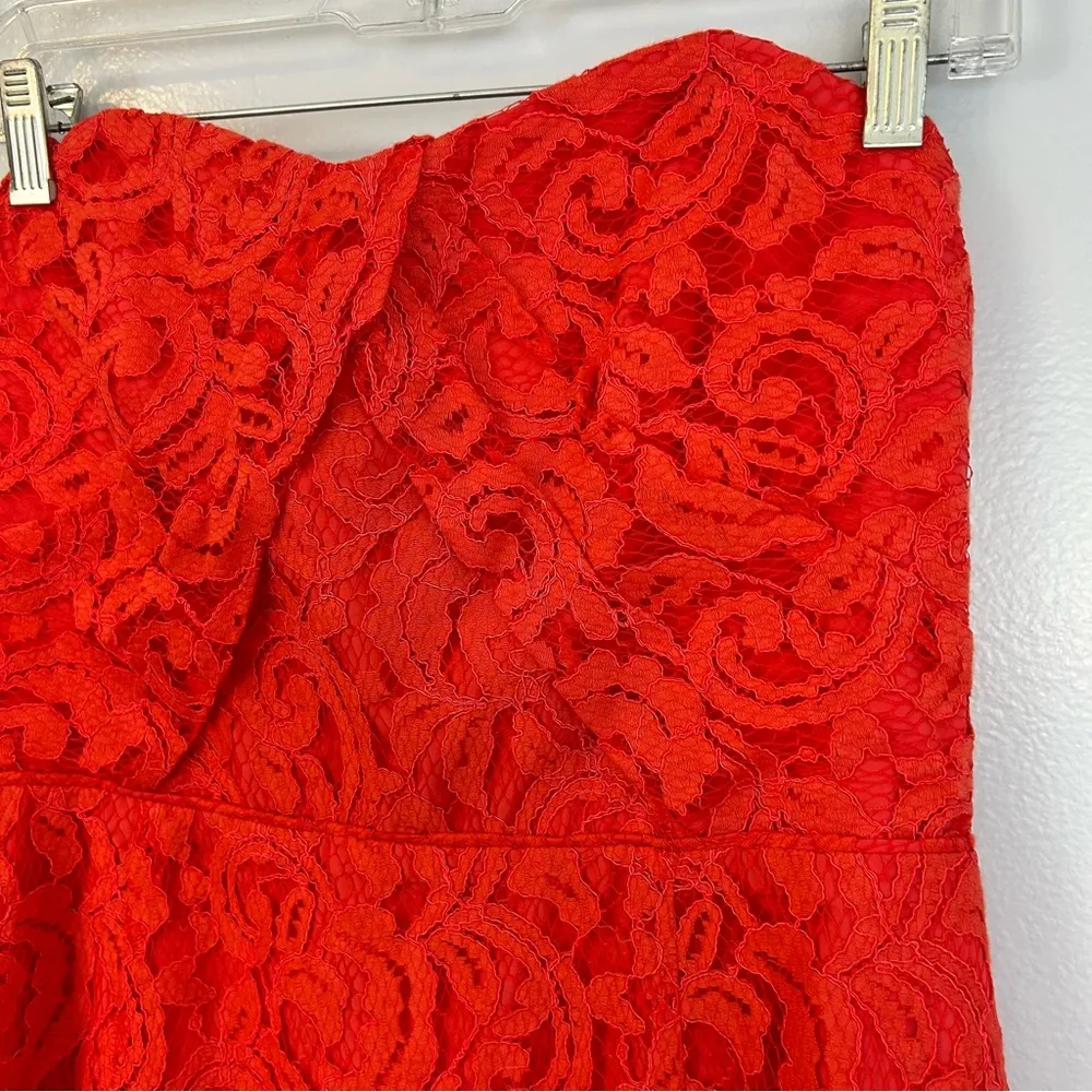 NWT J. Crew Kelsey Poppy Red Leavers Lace Strapless Sheath/Mini Dress Size 8 - Image 4
