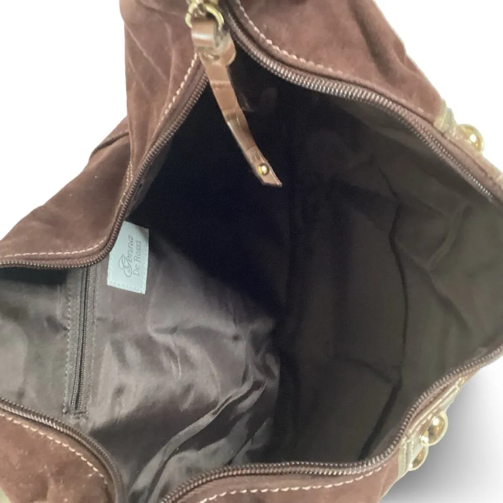 Genna De Rossi Vegan Suede Hobo Bag Brown - Image 6