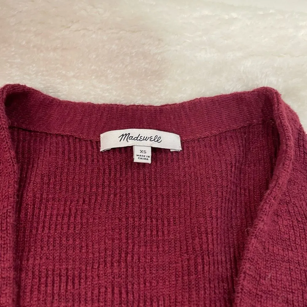 Madewell Maroon Burgundy Wine Fieldwalk Button Cardigan - Image 3