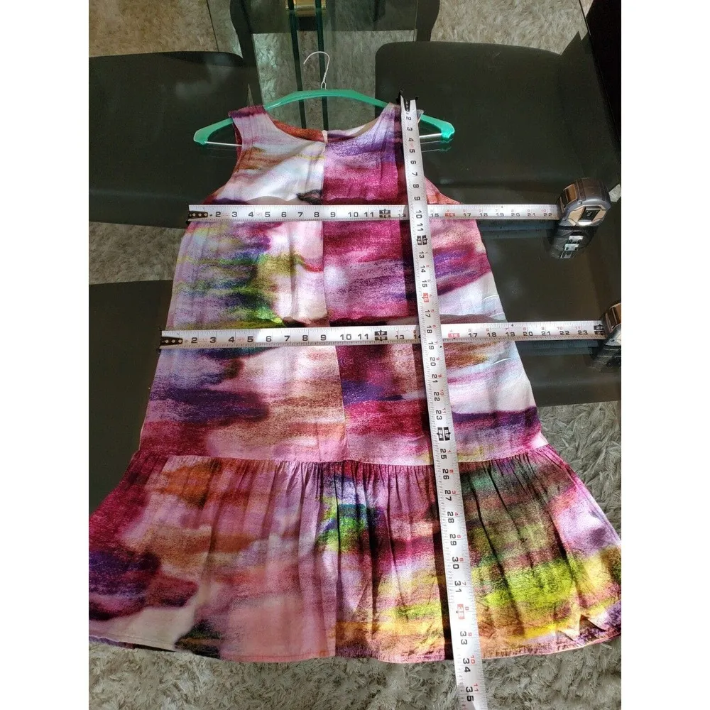 Bar III Women's Multicolor 100% Rayon Round Neck Sleeveless Knee Length Dress L - Image 10