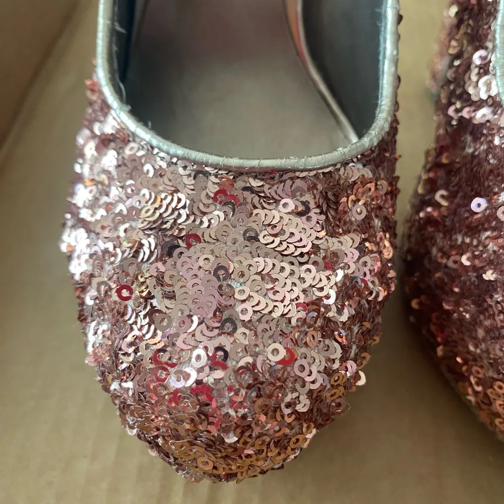 Steve Madden Rose Gold Womens Platform Pumps Sequins Sequined Size 6 Heel  5” - Image 2