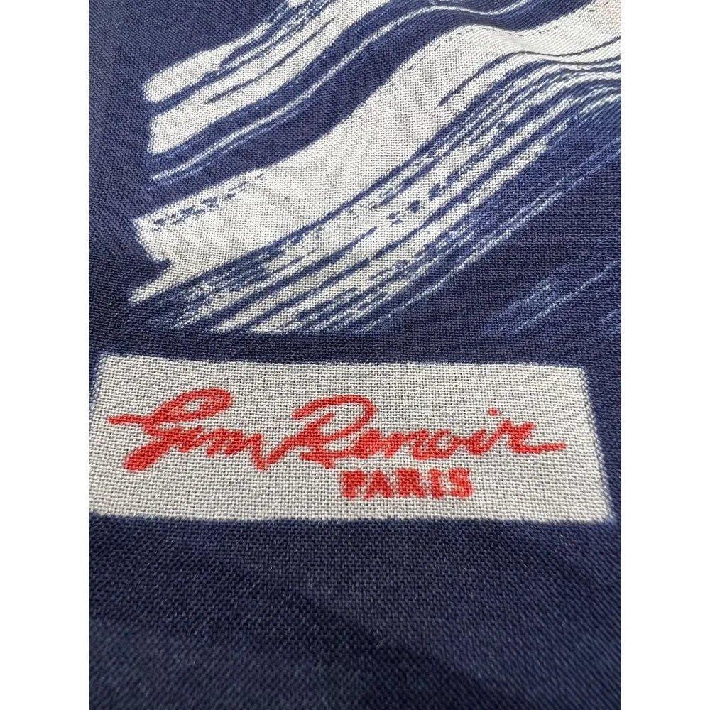 Vintage Jim Renoir Paris Scarf Blue Red Yellow 54" x 11" Abstract - Image 2