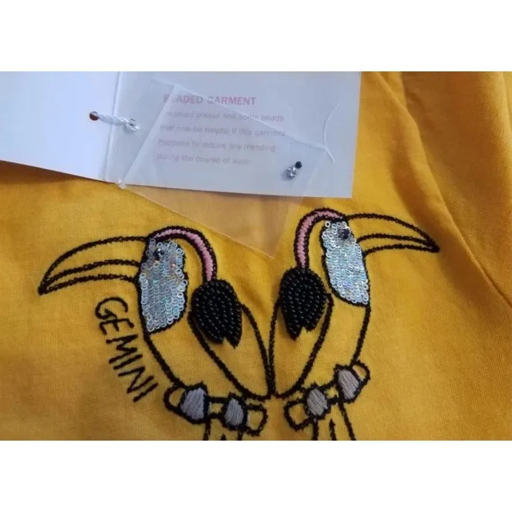 Super Cute NWT WOMEN'S L J CREW HOROSCOPE T-SHIRT IN GEMINI‎ Blingbling  Chic - Image 2