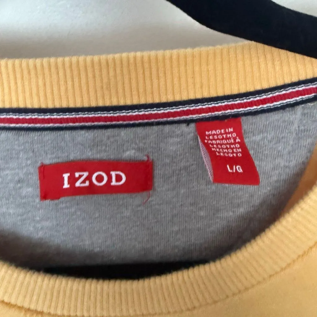 Izod Men’s Large Yellow Sweatshirt Pullover - Image 2