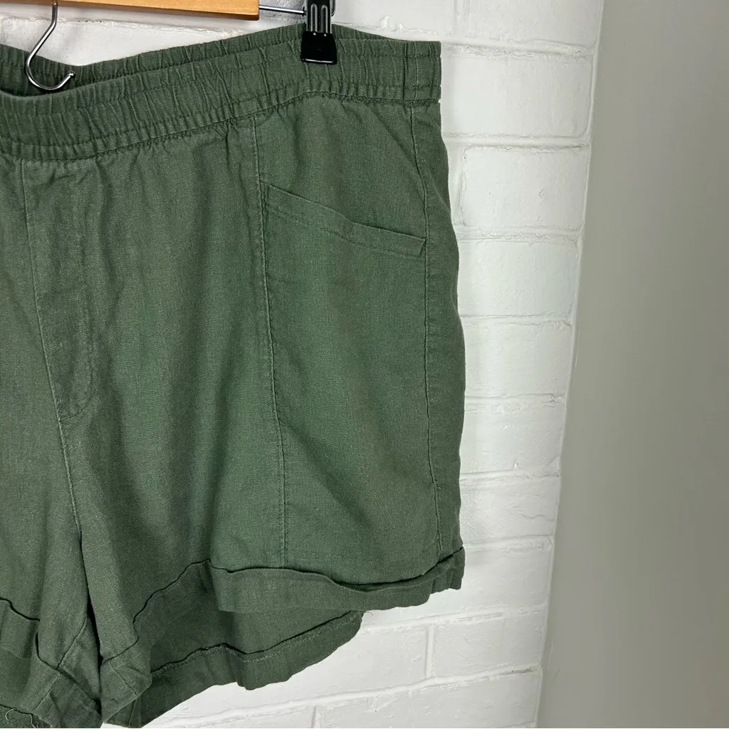 Old Navy Green Linen Blend Relaxed Pull On Shorts Size XL - Image 6