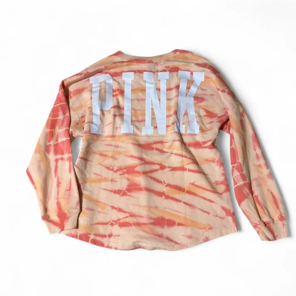 NWT Victoria’s Secret PINK Varsity Notch Crewneck - Size M - Coral Tie-Dye - Image 5
