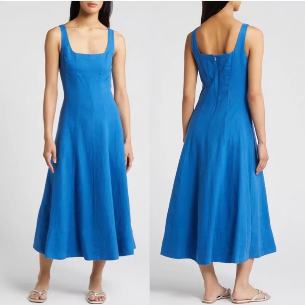 Lilly Pulitzer Calina Linen‎ Midi Dress Burton Blue 16 - Image 2