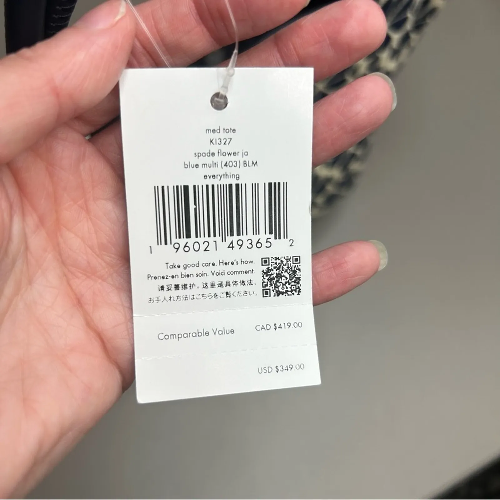 Kate Spade Floral Everything Tote Blue Medium Crossbody Strap & Top Handle NWT - Image 4