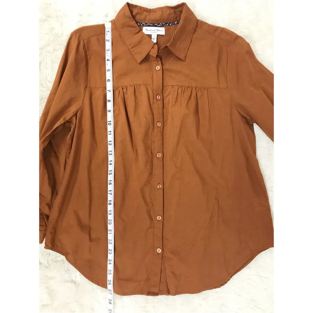 Michael Stars  Robyn Button Down Shirt Rust Orange Rustique Medium Fall Western - Image 11