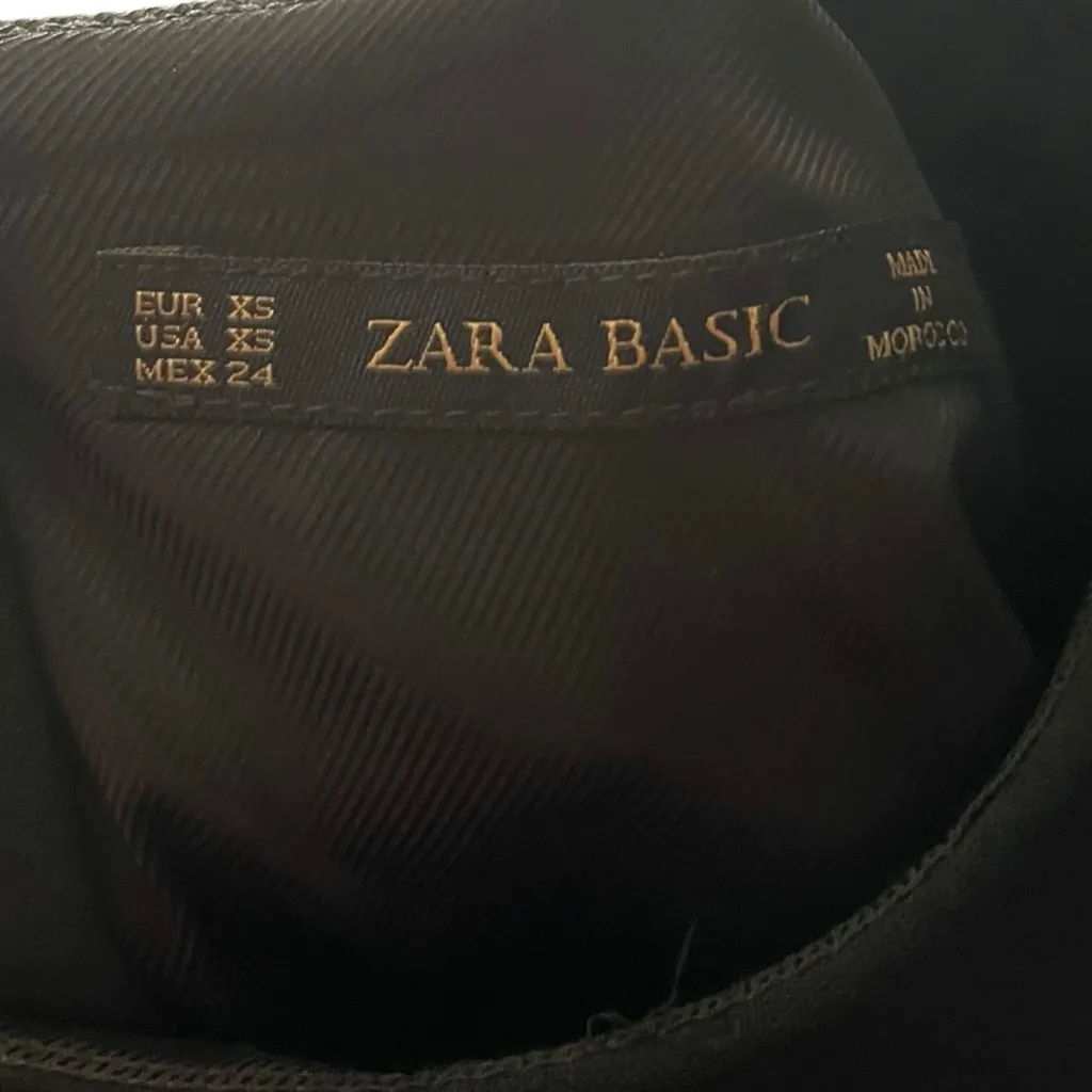 Zara Basic Classic Black Midi Dress Full Back Zipper Form‎ Fitting Neutral Sz XS - Image 5