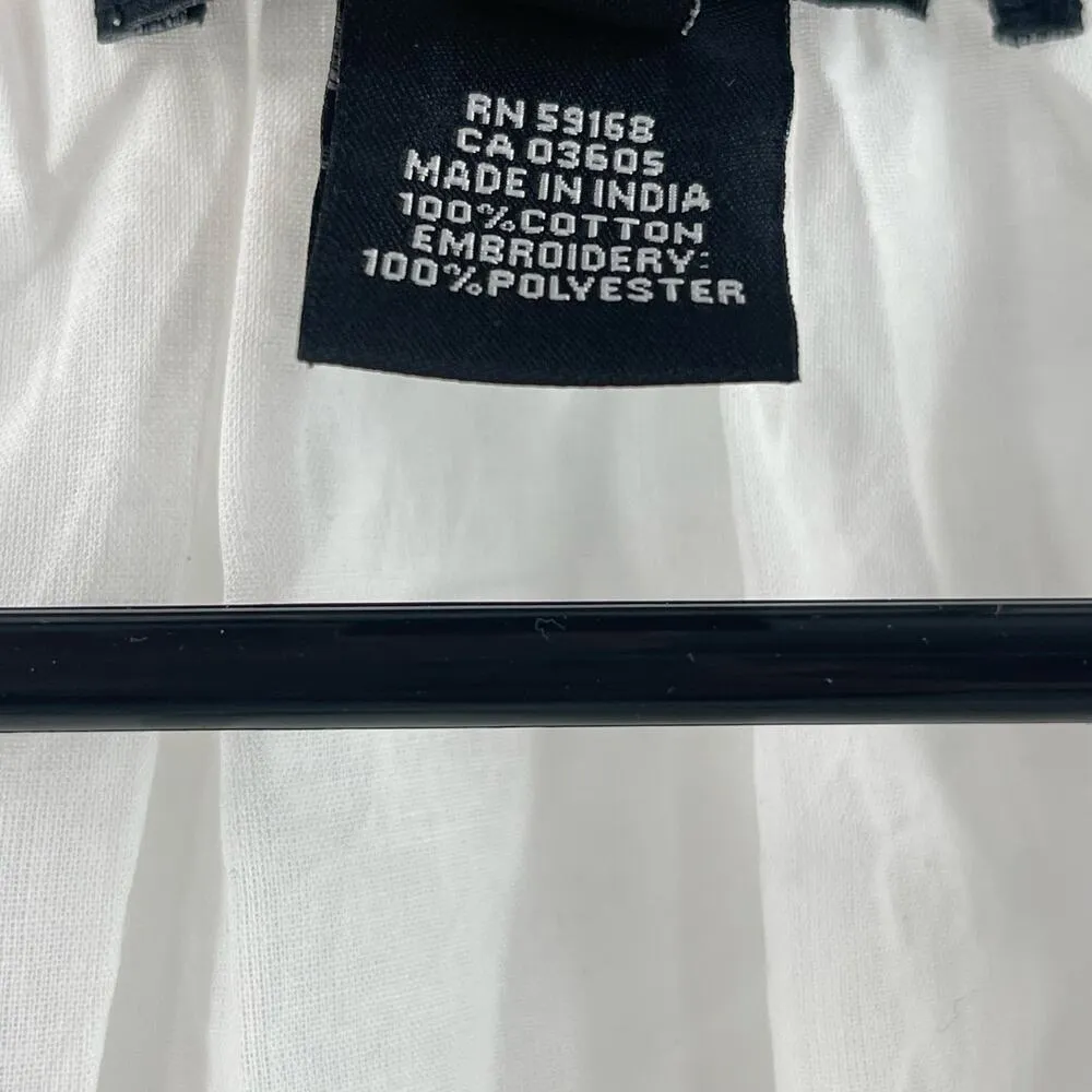 KAREN KANE Blouse Size Medium Black White Embroidered Peasant NWT In Full Bloom - Image 6