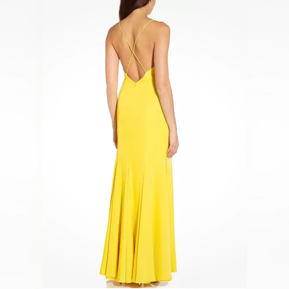 Aidan Mattox V-Neck Mermaid Gown, Evening Dress in Lemon Size 10 NWT $295 - Image 8