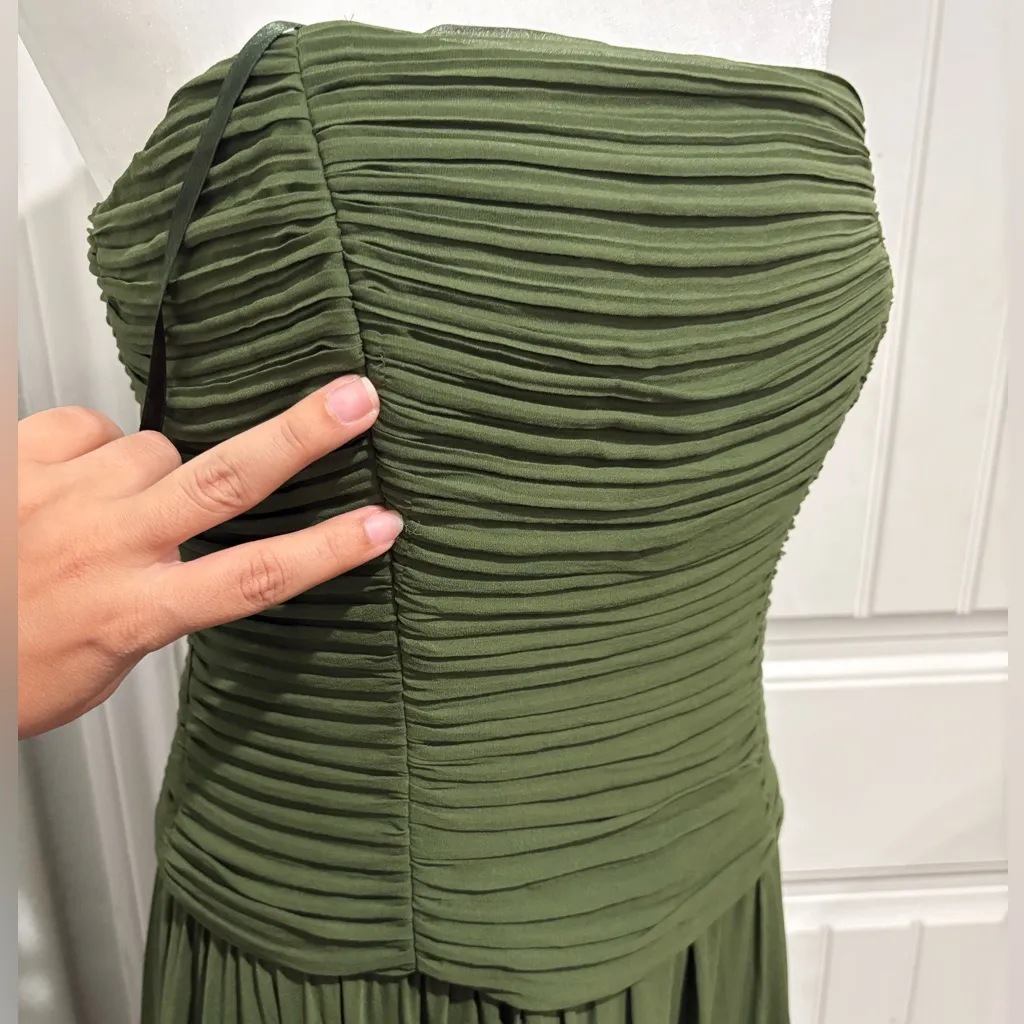 Max and Cleo Strapless Dress in Forest Green Size 8 - Image 11