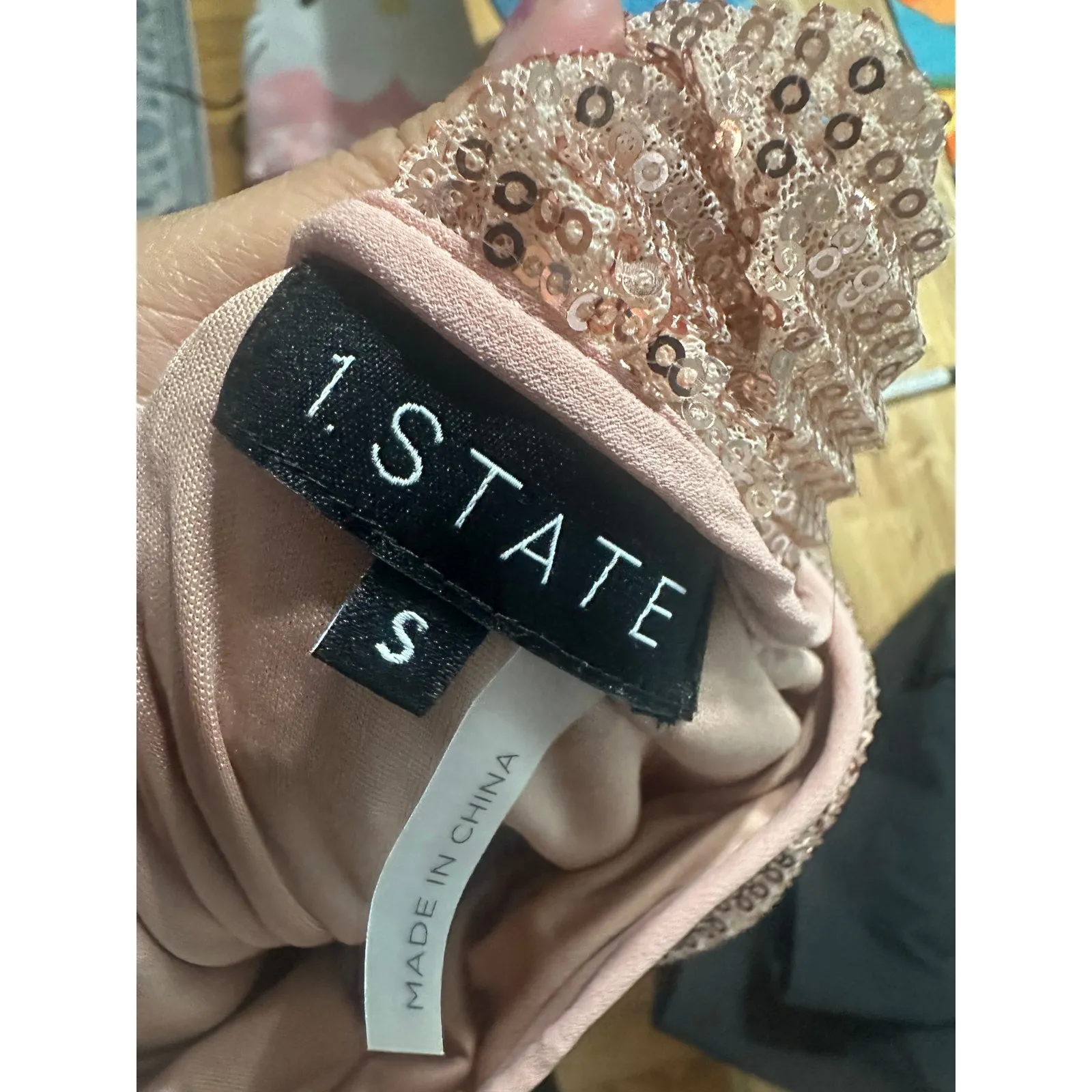 1.STATE “Dramatic Pause” Nude Sequin Midi Slip Dress | Elegant Eveningwear Pink - Image 6