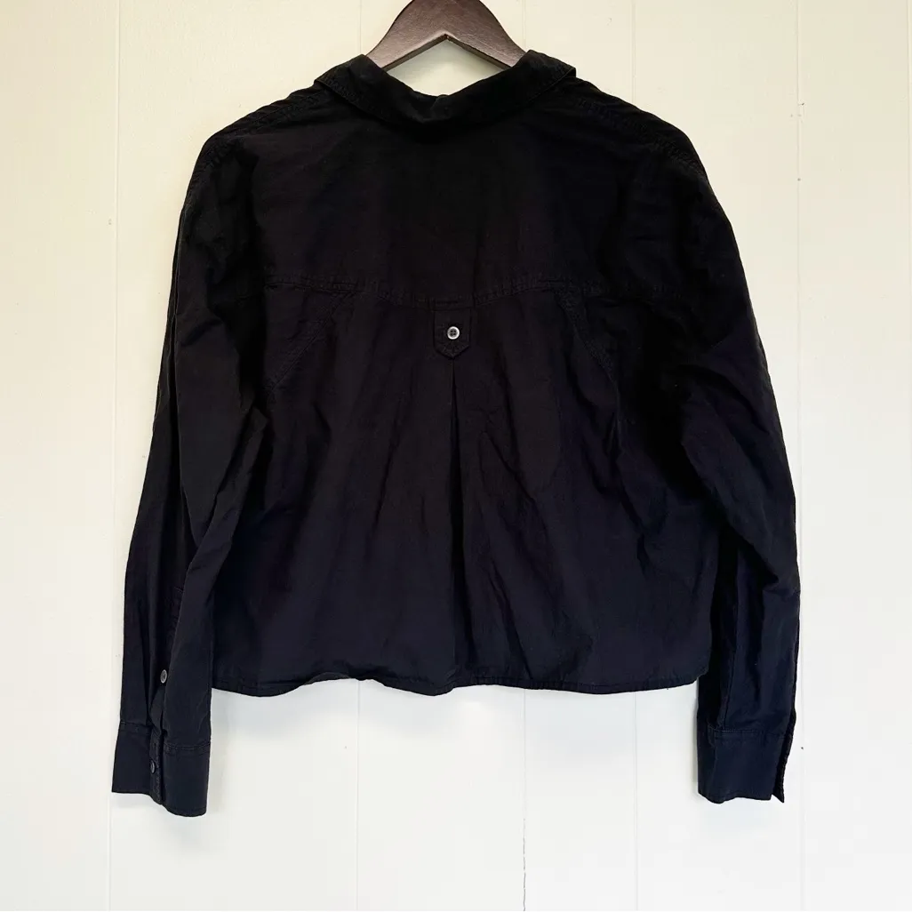 MADEWELL The Signature Poplin Crop Shirt Black Small NM415 - Image 8