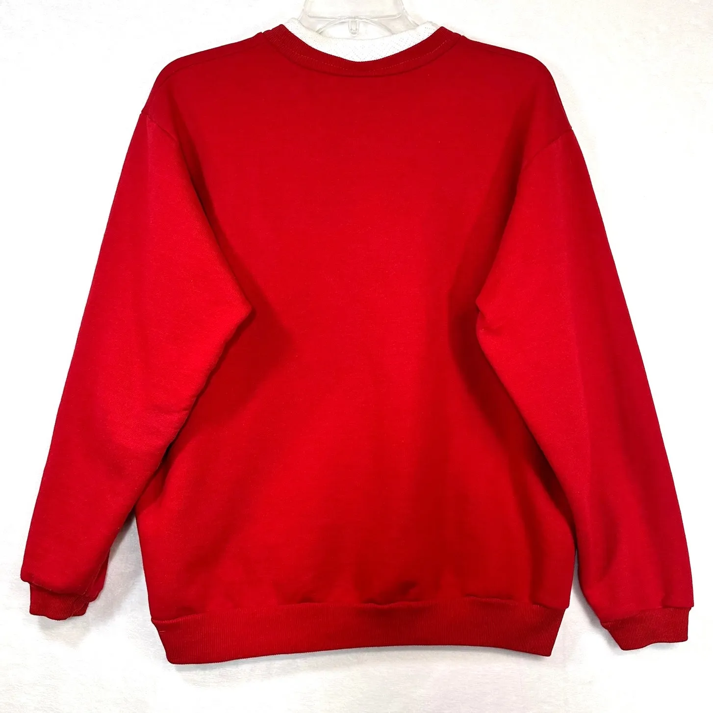 VTG Top Stitch Morning Sun Large Red Collared Sweater Holiday Christmas Penguin - Image 4