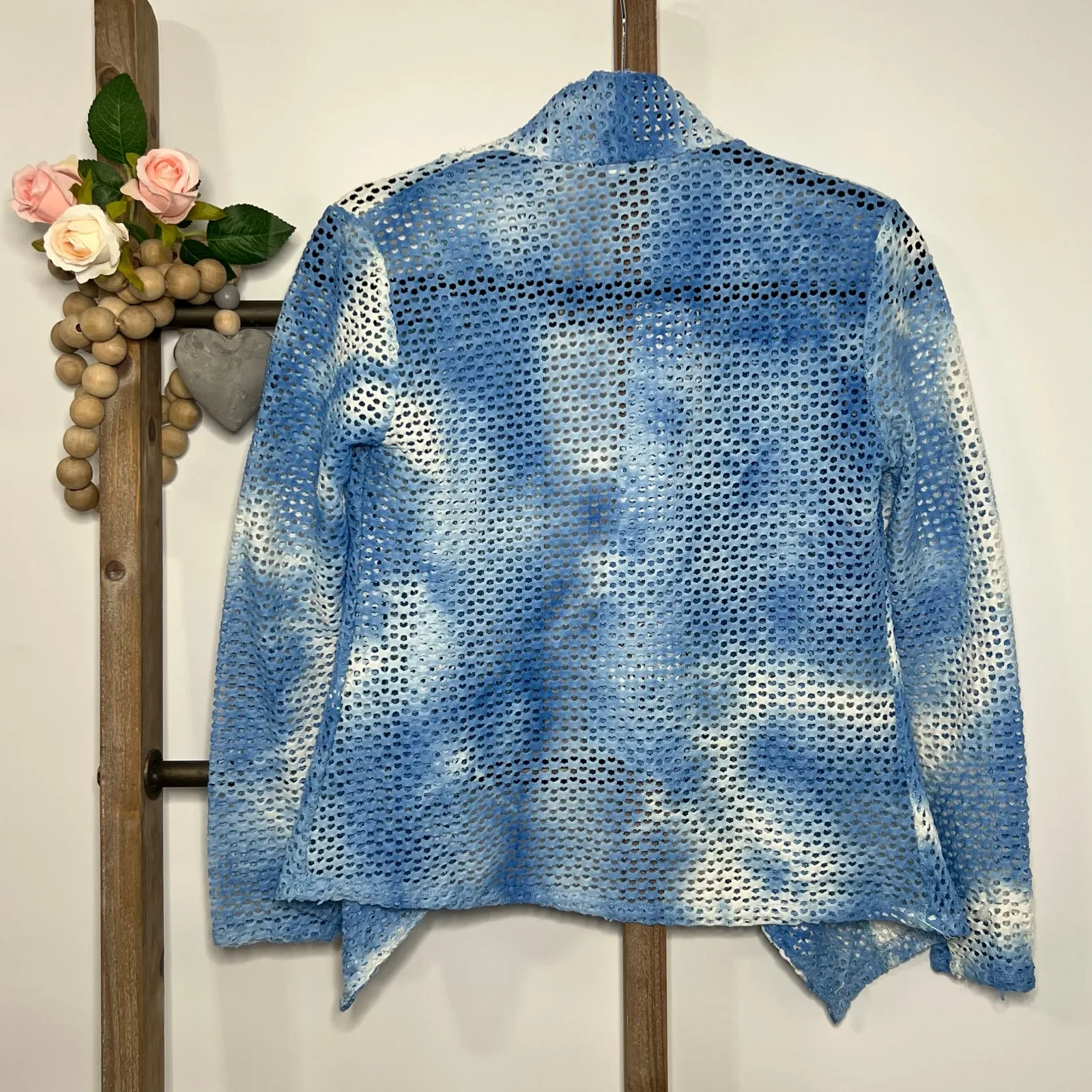 Alberto Makali Blue White Tie Dye Open Cardigan Size Small - Image 6