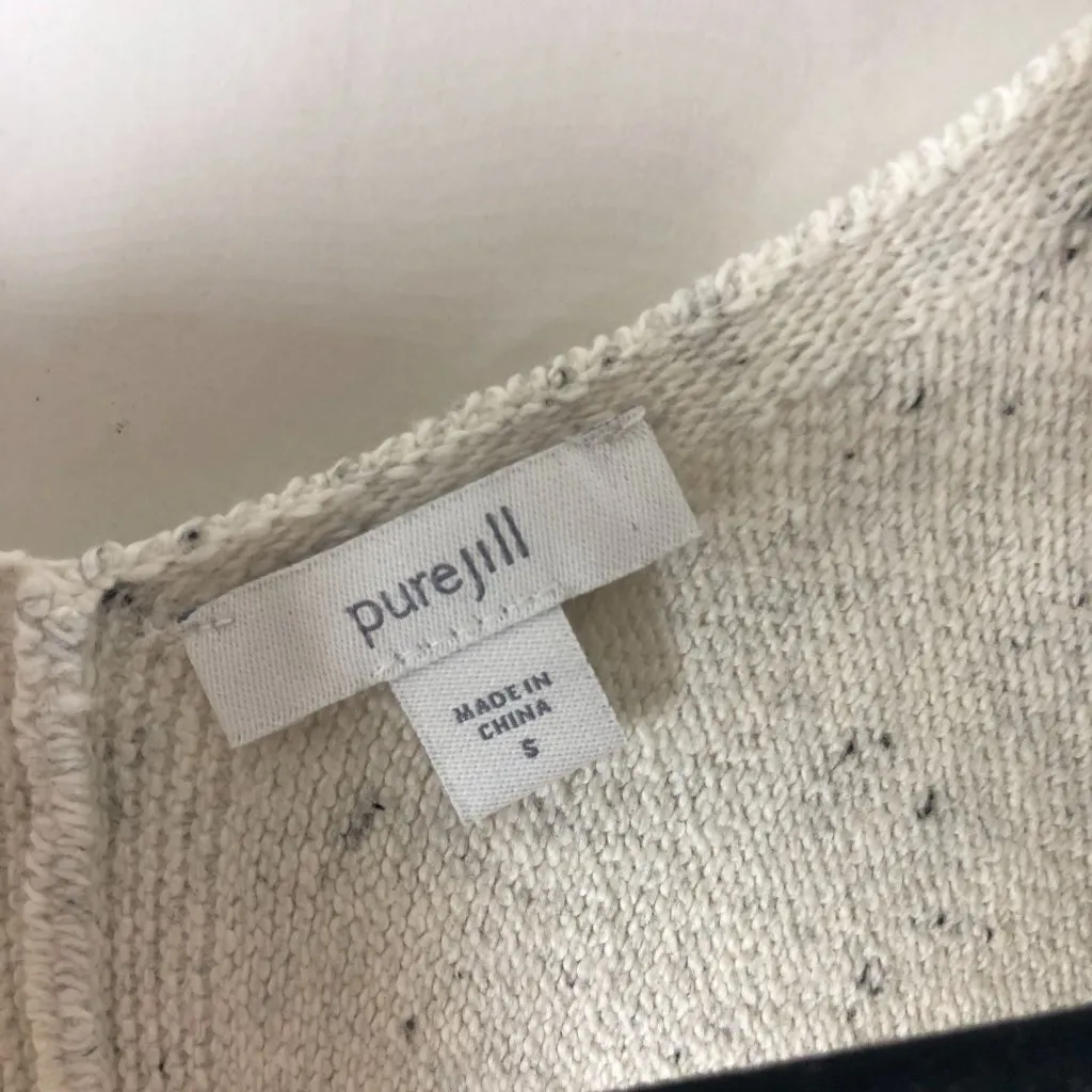 J Jill Purejill Womens Sweater Cotton Blend Dolman Short Sleeve V Neck White S Gray - Image 3