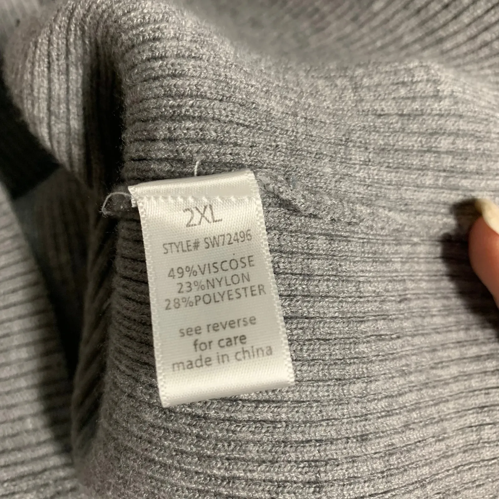 Gray Ribbed Fitted Cardigan Sz Small Medium - Image 9