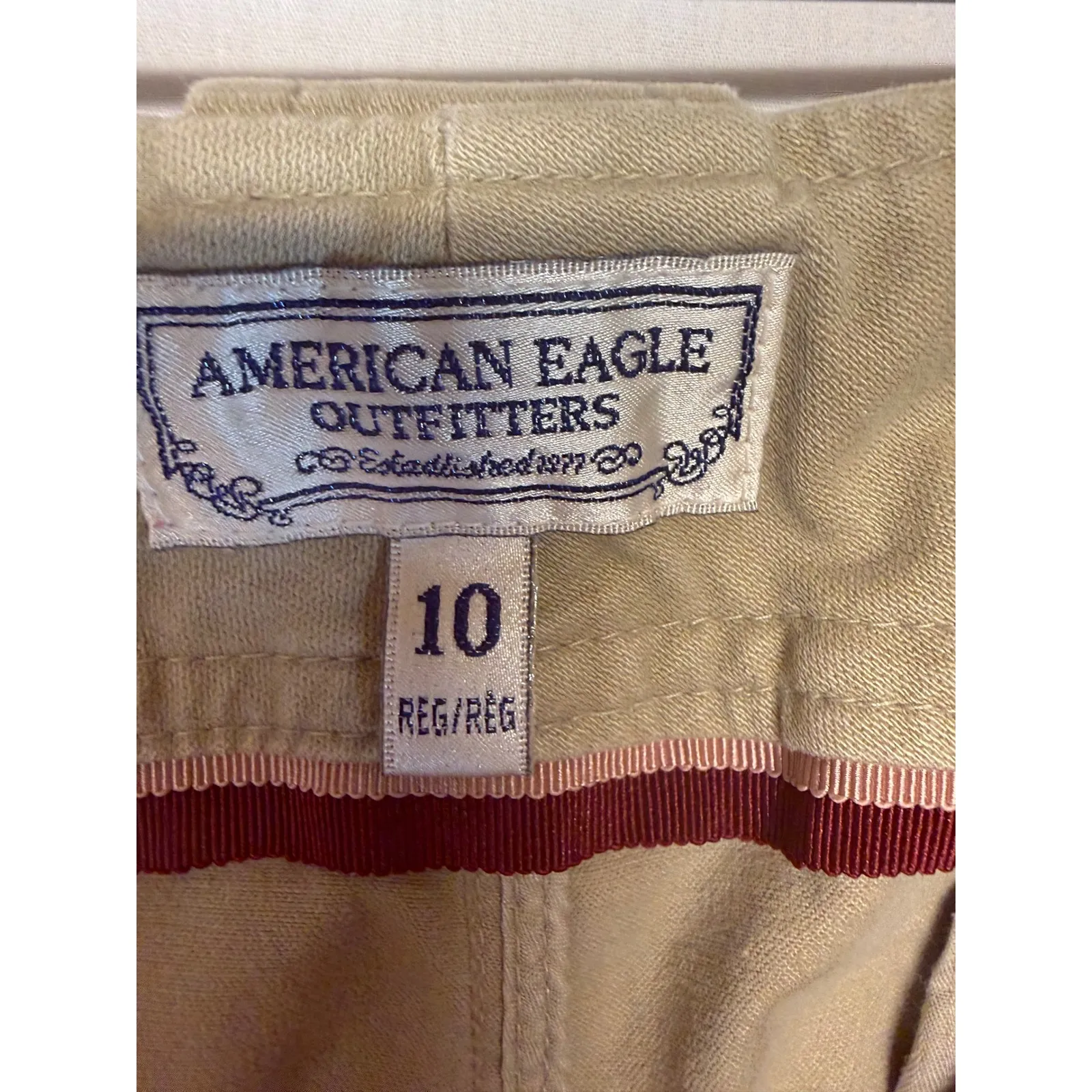 American Eagle Outfitters Women Khaki Bootcut Flare Pants Y2K 90s Retro Sz 10 - Image 2
