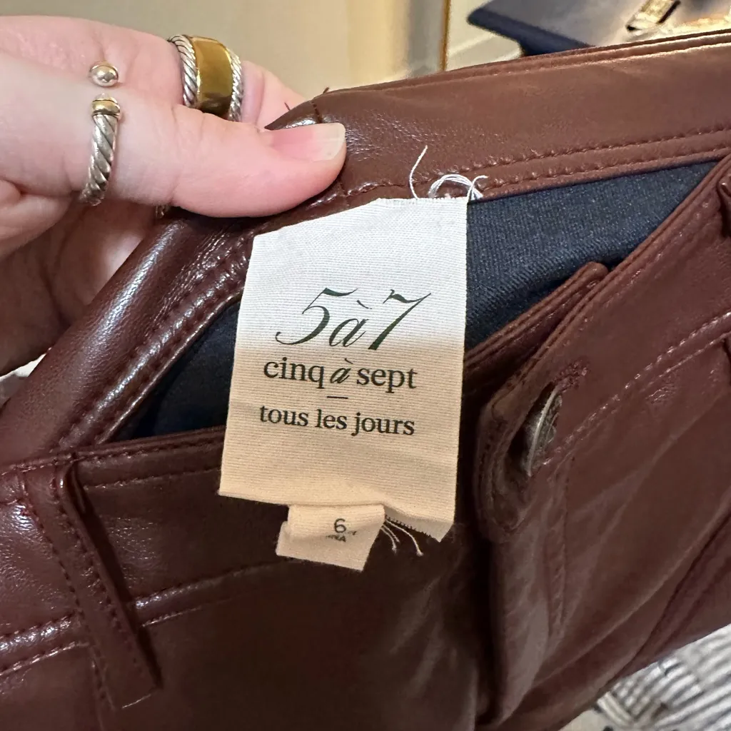 Cinq a Sept Shanis Vegan Leather Pants Red Size 6 - Image 5