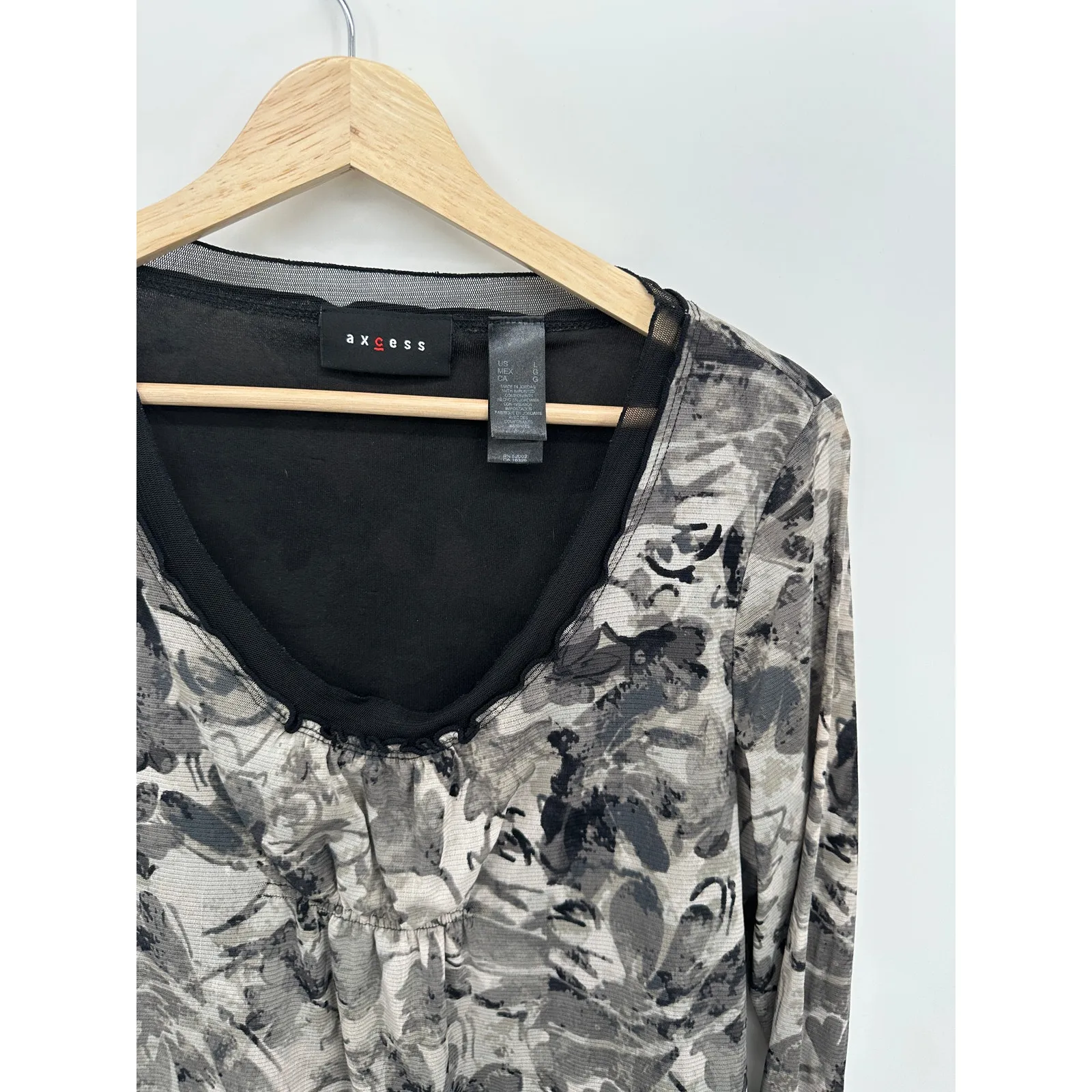 Axcess Y2K 90s Top Women Size L Dark Floral Babydoll Bratz Boho Grunge Black Size L - Image 5