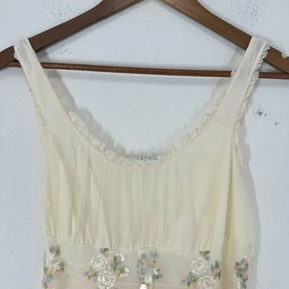 Vintage Delicate Miss Dear Cream Rose Lingerie Night Dress Embroidered‎ Floral Pink Size XS - Image 4