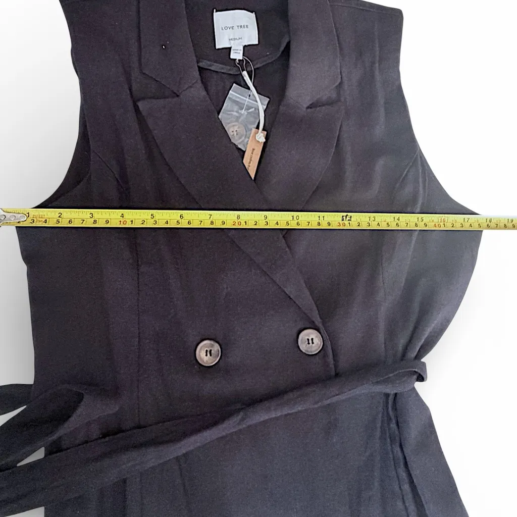 Love Tree Black Double-Breasted Mini Dress Sz M - Image 3