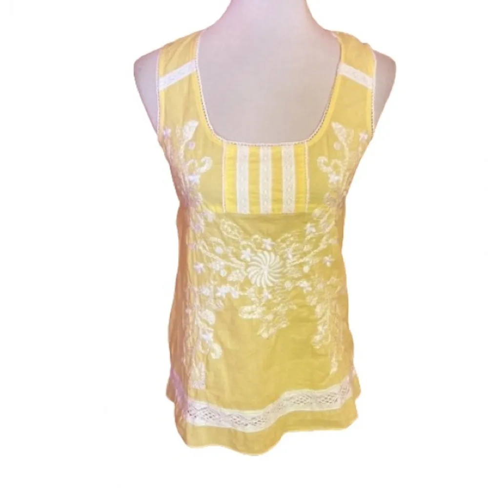 Miss Me Embroidered Tank Top | Boho Lace Trim Sleeveless Blouse - Image 2