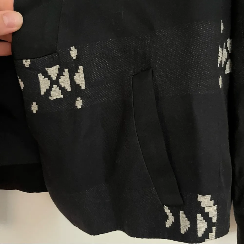 Zara Woman Aztec Black Grey Patterned Open Front Blazer Jacket Pockets Size S - Image 7