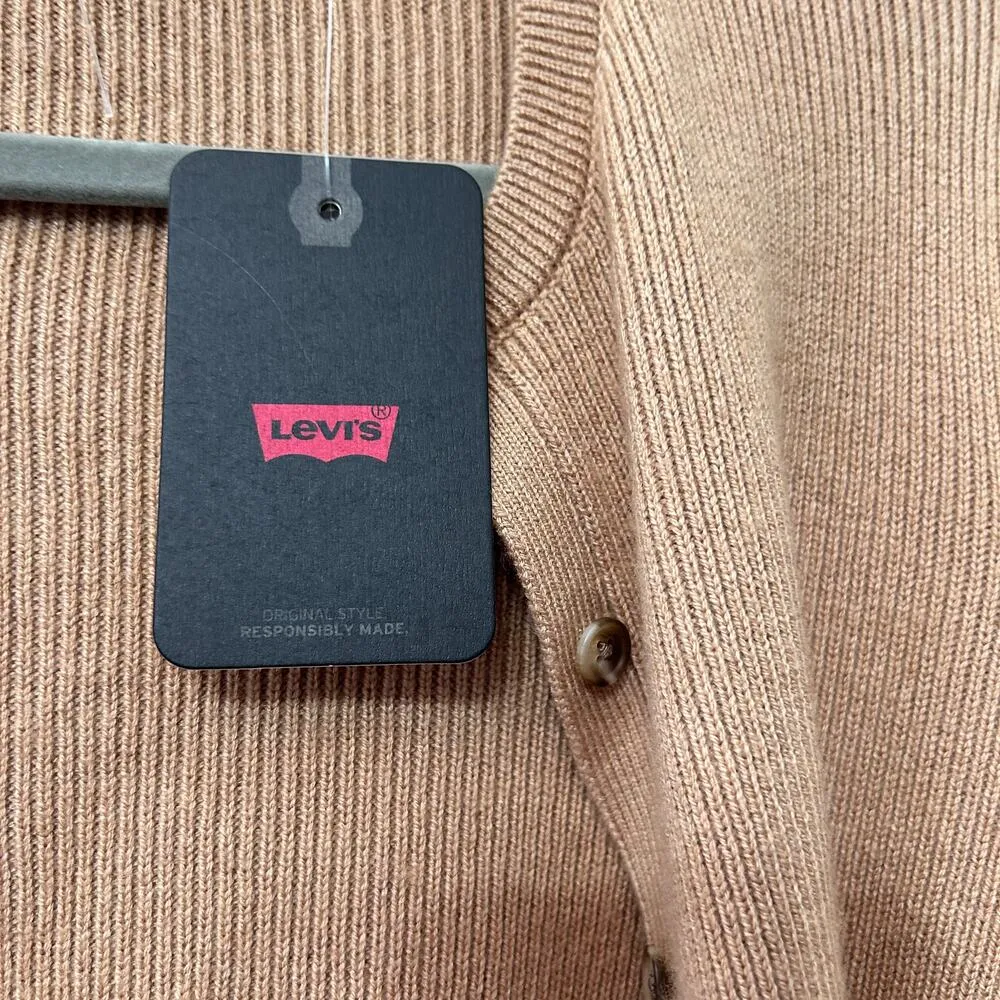 NEW Levi's Norma Sweater Crop Wool Blend Knit Tan Brown Size Large MSRP $80 - Image 7