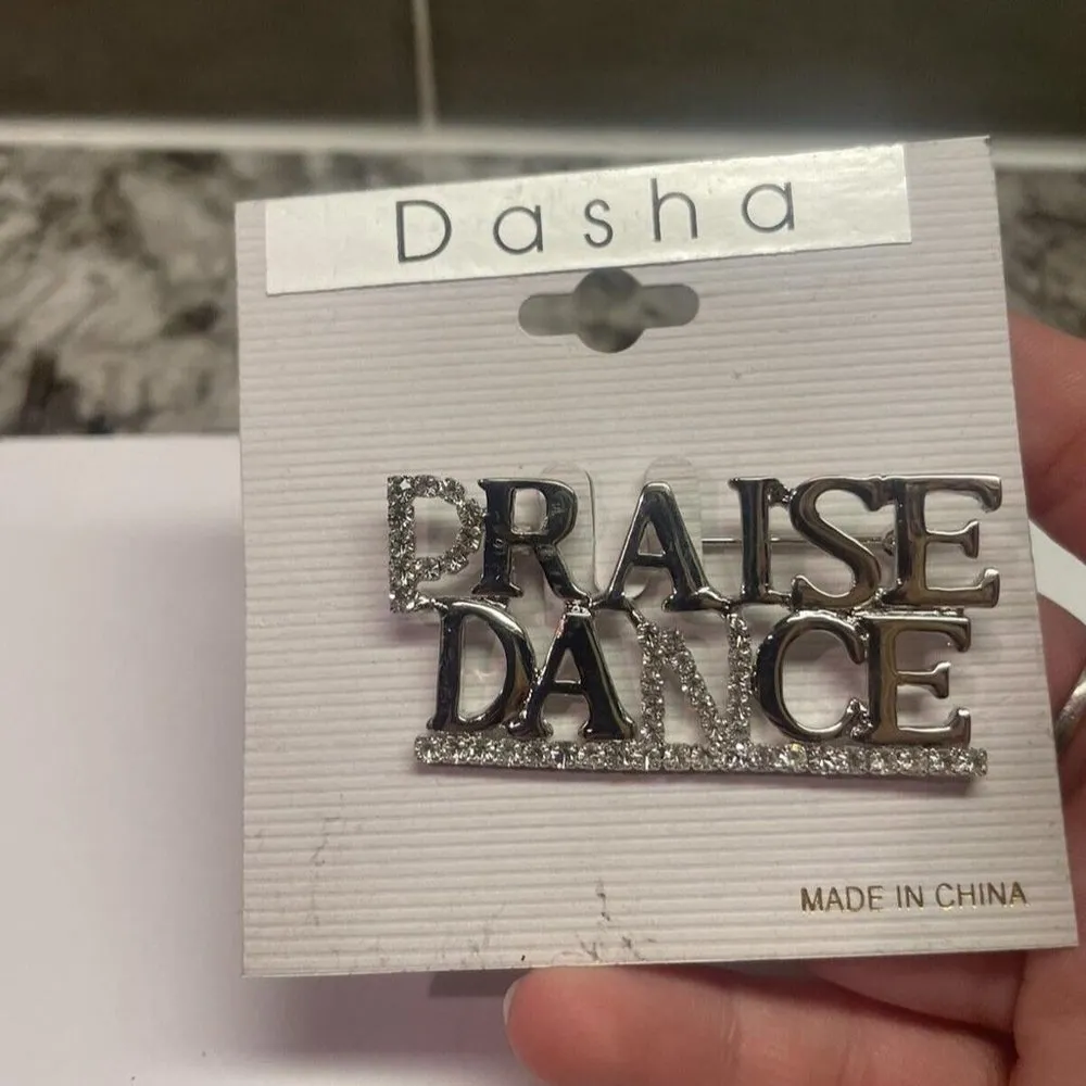 Dasha Brooch Pin Praise Dance Rhinestone Silver Tone - Image 4