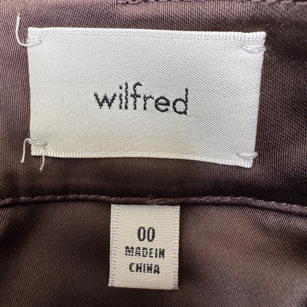 Aritzia Wilfred Patio Satin Mini Skirt in Rich Mocha Brown size 00 $98 - Image 10
