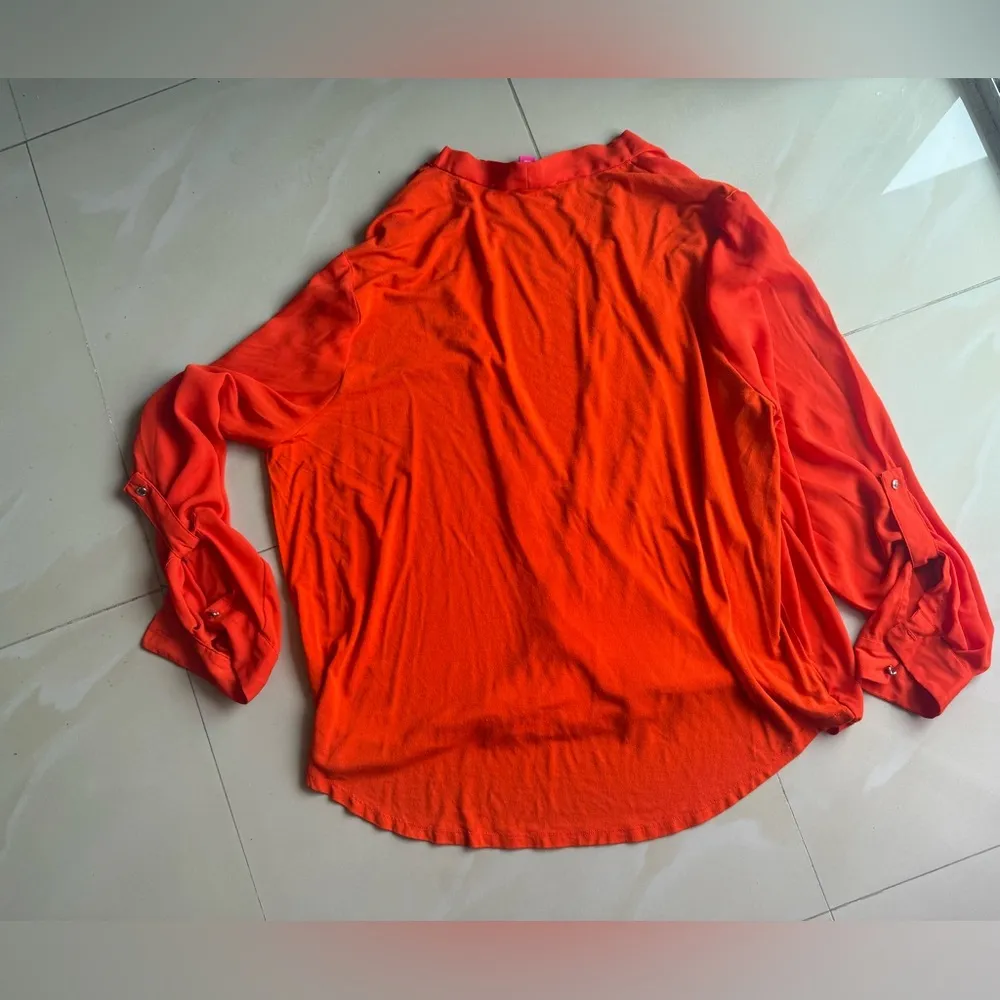 Vince Camuto Red Wrap Blouse with Long Sleeves  size L summer spring - Image 9