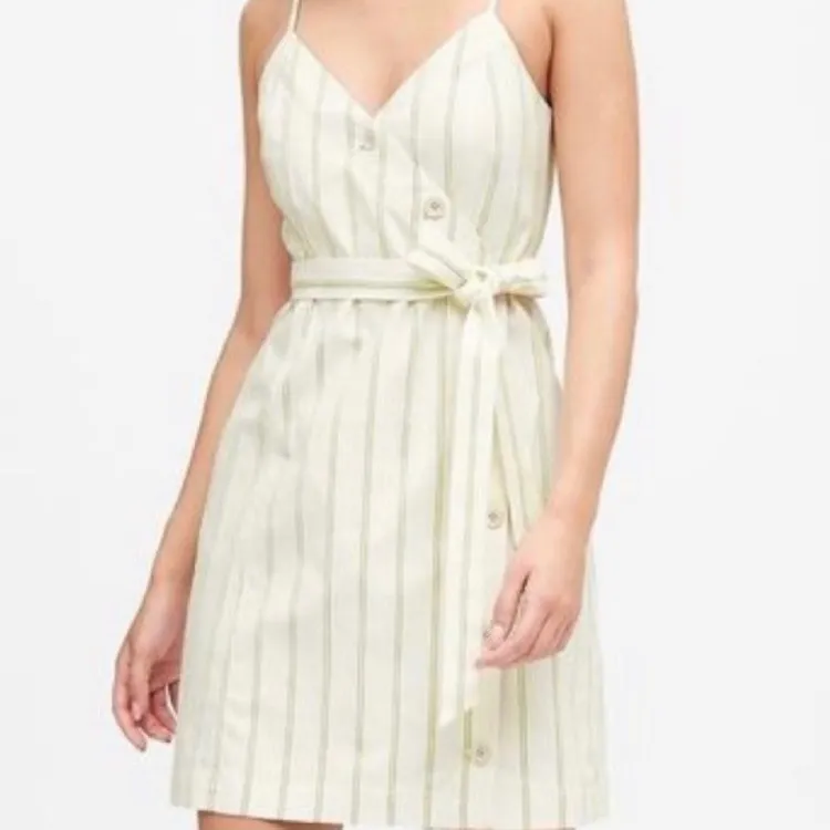 Banana Republic Button Front Dress in Green Stripe - Image 3