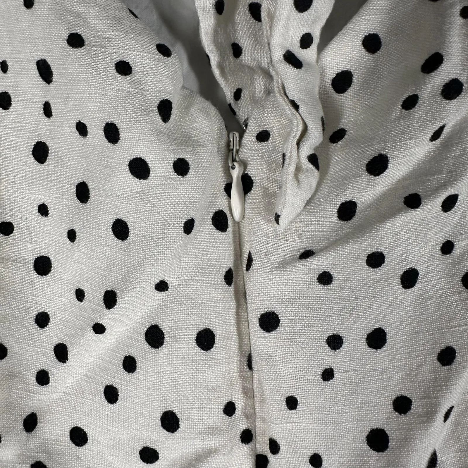 LOFT Dress Womens 6P Petite White Polka Dot Puff Sleeve Fit Flare Mini Lined - Image 14