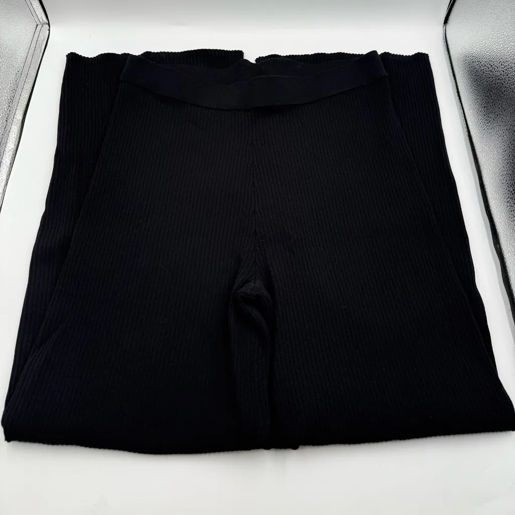 House of Harlow 1960 Ribbed Wide Leg Pants Black Size L - Image 5