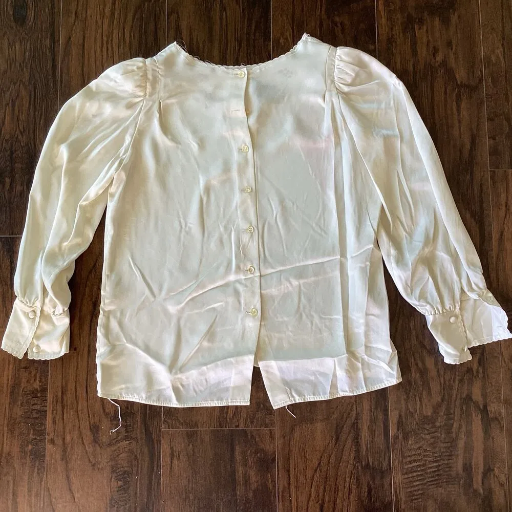 Nilani Ivory Satin Blouse Size 10 - Image 6