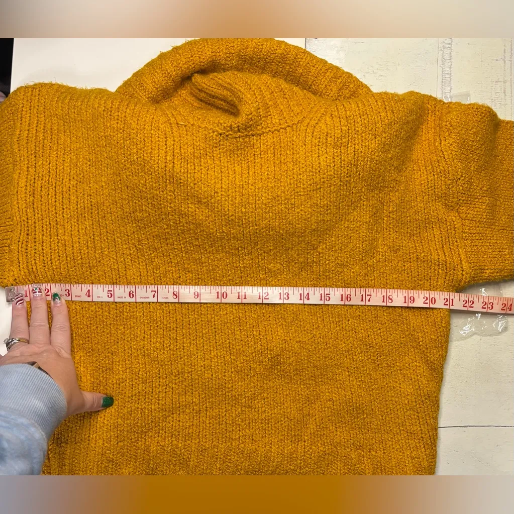 Anthropologie Pilcro Zamora Cowl Neck Sweater Size Small Mustard Yellow Gold - Image 3