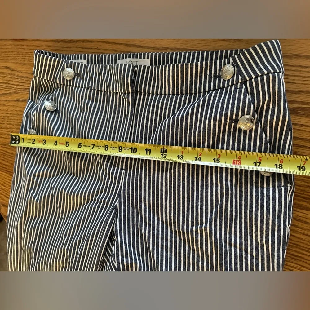 LOFT Women's Blue/White Striped The Riviera Slim Ankle Pants -6 - Image 12