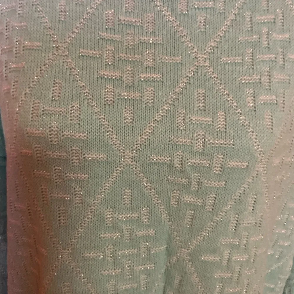 Vtg 80s mint green sparkly oversized sweater Size L - Image 3